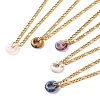 Natural Mixed Stone Donut Pendant Necklace NJEW-JN03815-1