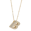 1Pc Brass Micro Pave Cubic Zirconia Letter Pendant Necklaces NJEW-LP0001-43B-G-1