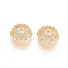 Brass Micro Pave Cubic Zirconia Bead Cap ZIRC-E163-25A-G-2