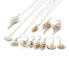 Electroplate Spiral Shell Pendant Necklaces and Dangle Earrings Jewelry Sets SJEW-JS01007-1