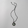 Natural Green Aventurine & Wood Flower Pendant Necklace with Adjustable Nylon Cords NJEW-WH0002-118C-2