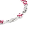 Noble Gift Ideas for Lady Platinum Tone Brass Micro Pave Cubic Zirconia CZ Flower Link Chain Bracelets BJEW-L472-07-1-3