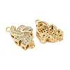 Brass Pave Clear Cubic Zirconia Elephant Links Connector Charms KK-K408-58G-2