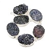 Silver Plated Dyed Oval Natural Drusy Quartz Crystal Beads Strands G-F144-03-S-4