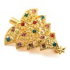 Christmas Theme Alloy Colorful Rhinestone Brooches JEWB-S022-02C-G-3