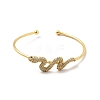 Clear Cubic Zirconia Snake Cuff Bangle BJEW-E032-04G-1