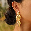 Leaf Shape Brass Stud Earrings EJEW-K257-04G-1