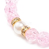 Acrylic Imitation Pearl Stretch Bracelet with Alloy Enamel Charms for Women BJEW-JB08447-8