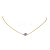 Natural Mixed Stone Faceted Oval Pendant 304 Stainless Steel Cable Chain Necklaces for Women NJEW-JN06226-3