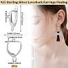 1 Pair Rhodium Plated 925 Sterling Silver Leverback Earrings STER-BBC0006-32P-2