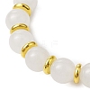 Round Natural White Jade & Cube Glass Beaded Stretch Bracelets for Women BJEW-JB11052-4