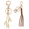 2Pcs Faux Suede Cord & Alloy Keychains KEYC-GA00018-1