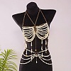 Alloy Heart Imitation Pearl Round Beaded Layered Tassel Body Chest Waist Chains WGA0E03-04-1