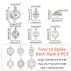 GOMAKERER 96Pcs 12 Styles Tibetan Style Alloy Hollow Connector Charms Sets TIBE-GO0001-06-2