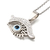 304 Stainless Steel Crystal Rhinestone Evil Eye Pendant Cable Chain Necklaces NJEW-Q002-03P-1