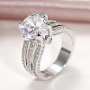 Brass Micro Pave Cubic Zirconia Finger Rings for Women FS-WGB56BB-01-1