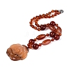 Natural Carnelian Flower Pendant Necklaces NJEW-N064-08E-2