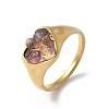 Heart Natural Amethyst Finger Rings RJEW-D303-01G-05-4