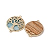 Natural Mixed Gemstone Flat Round Connector Charms G-E609-01G-5