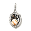 Brass Black Enamel Oval Pendants with Glitter Powder KK-K398-15P-1