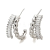 Twist Brass Micro Pave Cubic Zirconia Stud Earrings EJEW-M082-16P-02-3