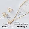 304 Stainless Steel Enamel Butterfly Pendant Necklace & Stud Earrings Set for Women TJ2009-1-1