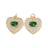 Heart Brass Micro Pave Cubic Zirconia Pendants KK-G435-01G-01-2