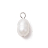 10Pcs 2 Colors Natural Cultured Freshwater Pearl Rice Charms PALLOY-JF03921-4