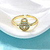 Brass Micro Pave Clear Cubic Zirconia Cuff Rings for Women RJEW-S399-14G-1