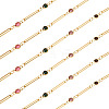 1 Bag Real 16K Gold Plated Brass Oval & Flat Round Glass Link Chains CHC-TA0001-22-1