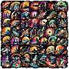 Spaceship 50Pcs PVC Self-Adhesive Stickers PW-WGFA0D4-01-1