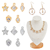 60Pcs 10 Styles Alloy Clear Cubic Zirconia Charms ZIRC-FH0001-46-1