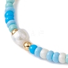 Natural Pearl & Glass Seed Braided Bead Bracelet BJEW-JB09531-4