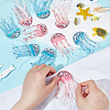 AHADERMAKER 4Pcs 2 Colors Jellyfish Handmade Beaded Appliques PATC-GA0001-12-3