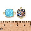 Brass Pave Synthetic Opal Square Connector Charms KK-A239-06G-3