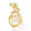 Brass Micro Pave Clear Cubic Zirconia Open Back Bezel Pendant Cabochon Settings ZIRC-I049-09G-2