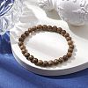 6.5mm Round Natural Wenge Wood Beaded Stretch Bracelets for Women BJEW-JB10426-2