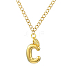 304 Stainless Steel Clear Cubic Zirconia Heart & Letter Pendant Curb Chain Necklaces for Women NJEW-FS00012-27C-1