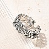 Sterling Silver Open Cuff Rings for Women RJEW-R008-01AS-06-3