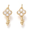 Brass Micro Pave Clear Cubic Zirconia Pendants ZIRC-K086-04G-1
