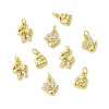 9Pcs 3 Style Brass Micro Pave Clear Cubic Zirconia Pendants KK-CJ0002-81-8