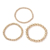3Pcs 3 Styles Electroplated Natural Lava Rock Round Beads Stretch Bracelets for Women Men BJEW-JB11982-4