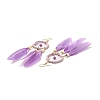 Feather Woven Net Chandelier Earrings EJEW-H090-01C-3