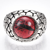 Alloy Glass Cuff Finger Rings RJEW-T006-04C-2