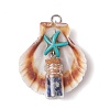14Pcs 14 Styles Natural Scallop Shell Beads with Glass Jar Glass Bottles Stone Pendants PALLOY-JF03564-4