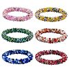 6Pcs 6 Colors Glass Beaded Crochet Stretch Bracelets Set BJEW-SZ0002-47-1