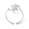 Non-Tarnish Fishbone Shape 304 Stainless Steel Cuff Ring for Women RJEW-B035-07P-3