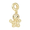 Brass Micro Pave Clear Cubic Zirconia Sea Animal European Dangle Charms KK-B159-04G-01-1