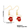 Christmas Theme Brass Glove Dangle Earrings IP2522-10-1