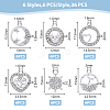 SUPERFINDINGS 36Pcs 6 Style Alloy Rhinestone Charms ALRI-FH0001-18-3